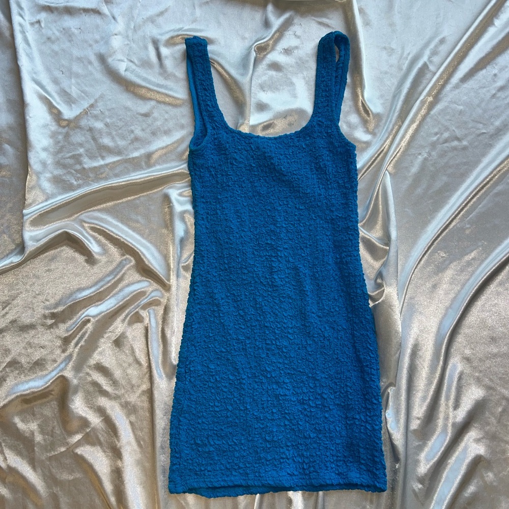 Elegant Blue Textured Dress